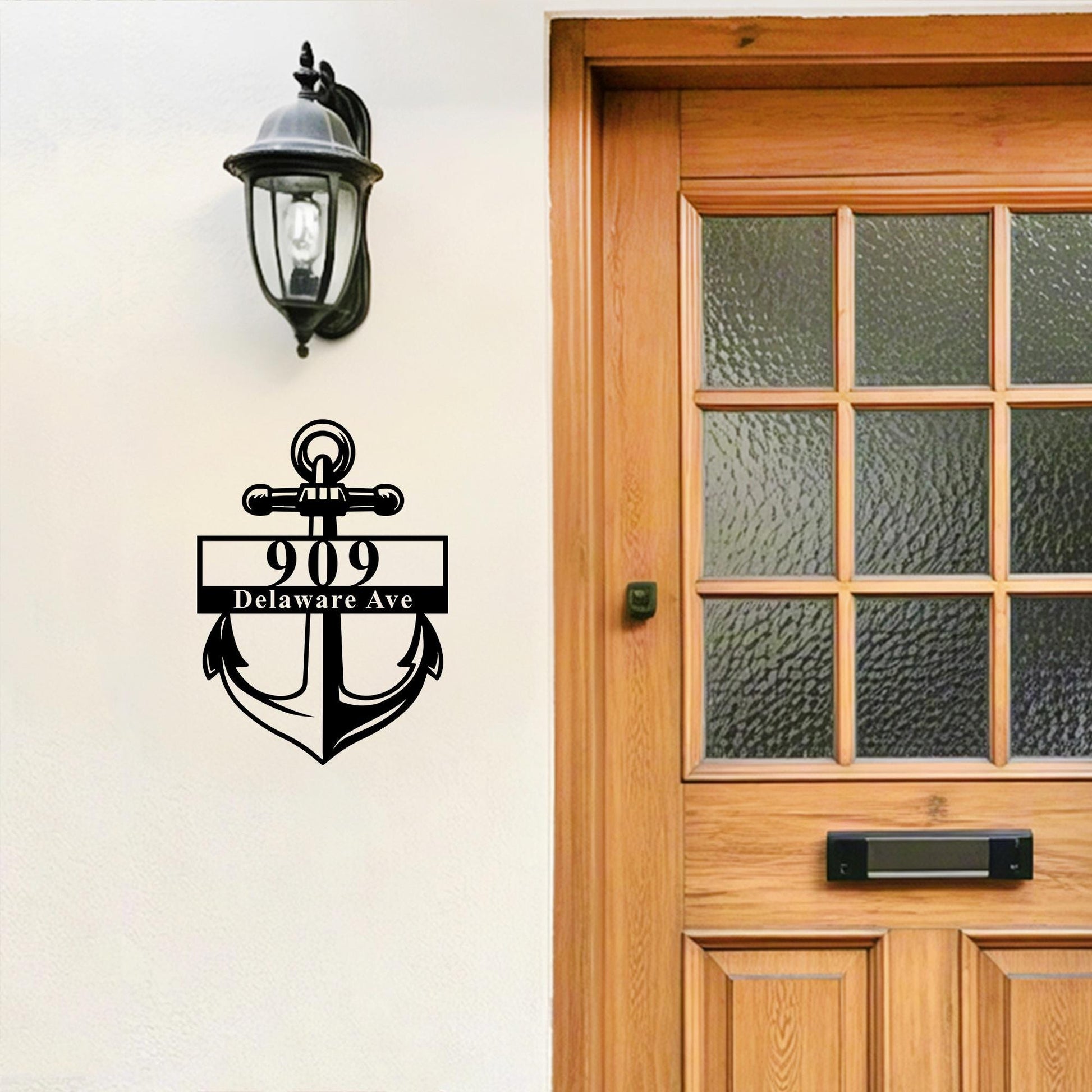 Custom Metal Nautical  Adress Sign, Modern House Number Sign, Anchor Address Plaque, Metal House Numbers, Gate Number Sign, Street Name Sign