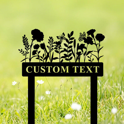 Custom Butterfly Garden Sign,Personalized Gardener Name Sign,Flowers Metal Garden StakesMetal Garden Art,Yard Sign,Garden Decor