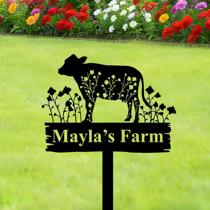 Custom Cow Sign with Stake,Metal Cow Garden Stake,Cattle Memorial Stake,Cow Name Sign,Farmhouse Yard Art,Cow Farm Ranch Decor,Famer Gifts