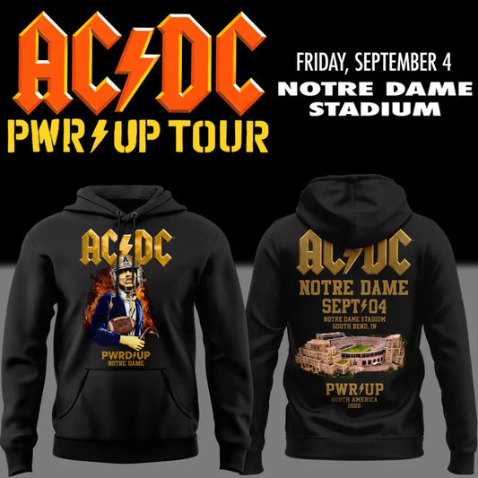 Limited Edition Notre Dame x AC/DC Exclusive South Bend Event Shirt – Power Up Tour 2026 Hoodie