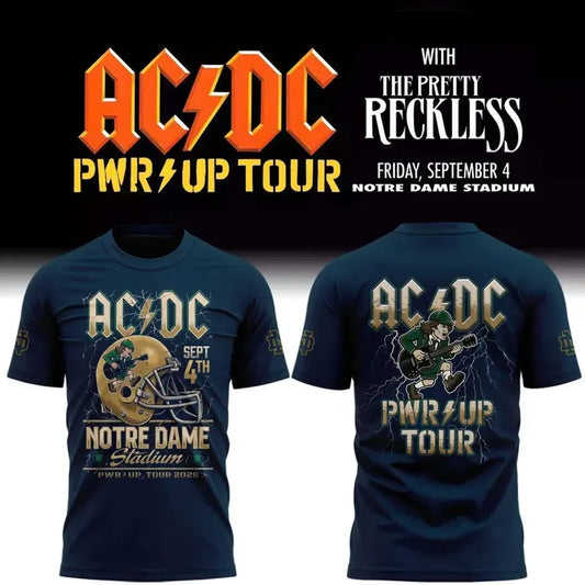 Limited Edition Notre Dame x AC/DC Exclusive South Bend Event Shirt – Power Up Tour 2026 T-Shirt