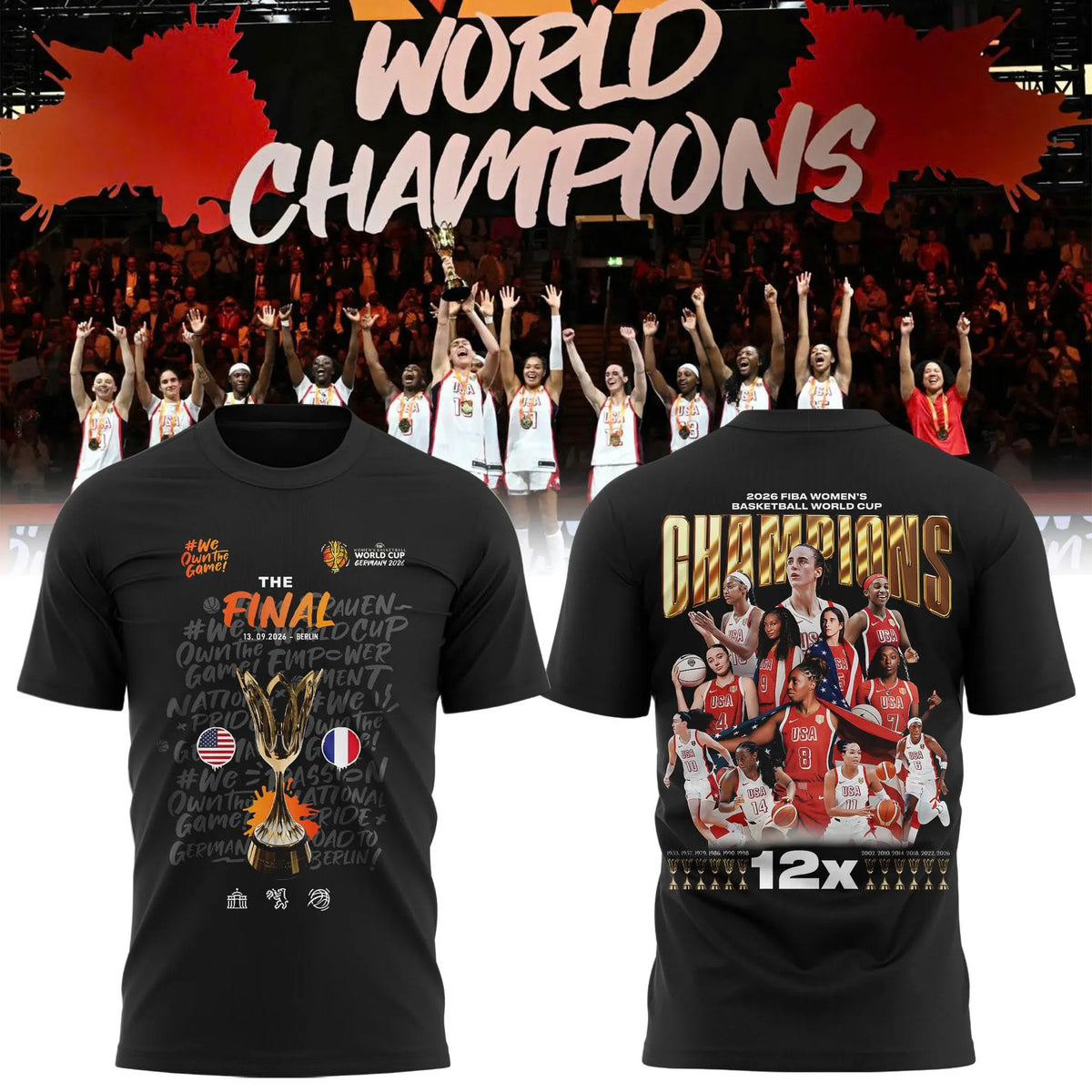 Limited Edition USA Women’s Basketball 2026 FIBA World Cup Champions T-shirt