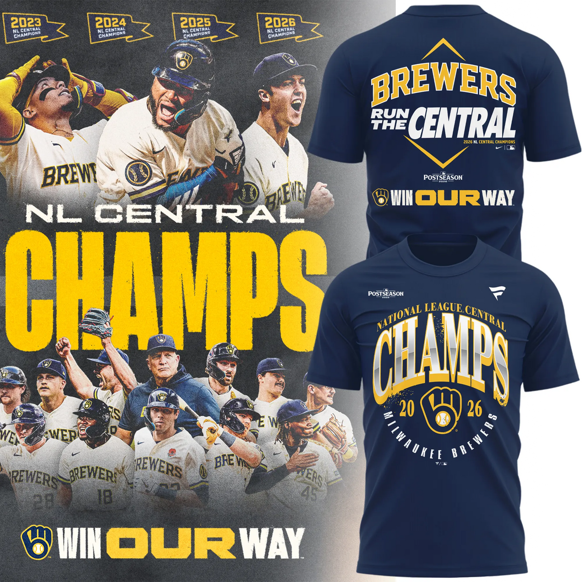 Limited Edition Milwaukee Brewers 2026 NL Central Division Champions T-shirt