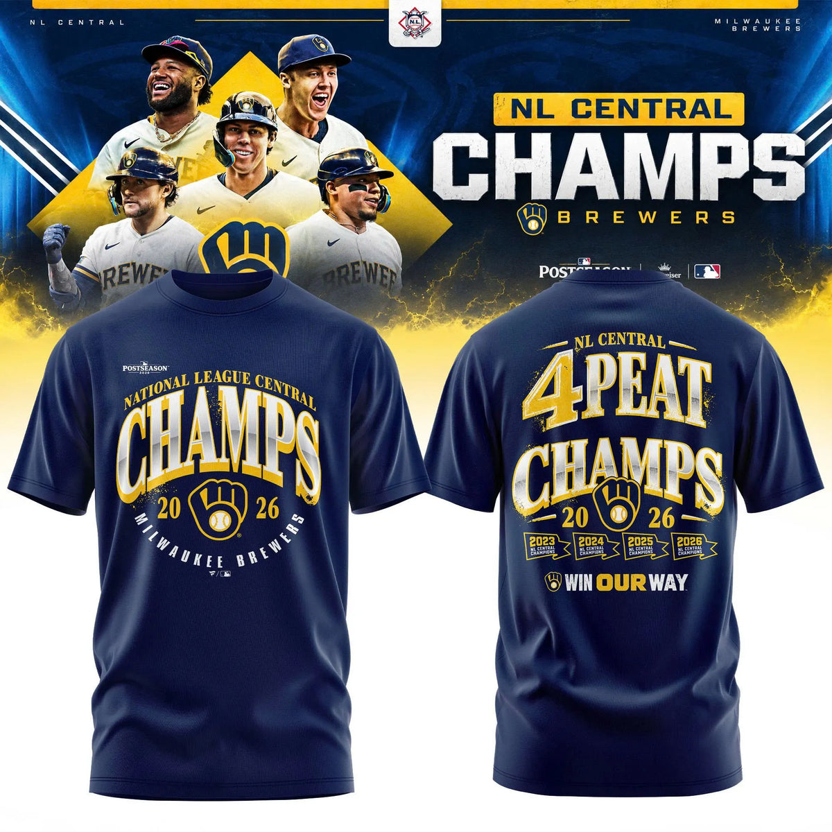 Limited Edition Milwaukee Brewers 2026 NL Central Division Champions T-shirt