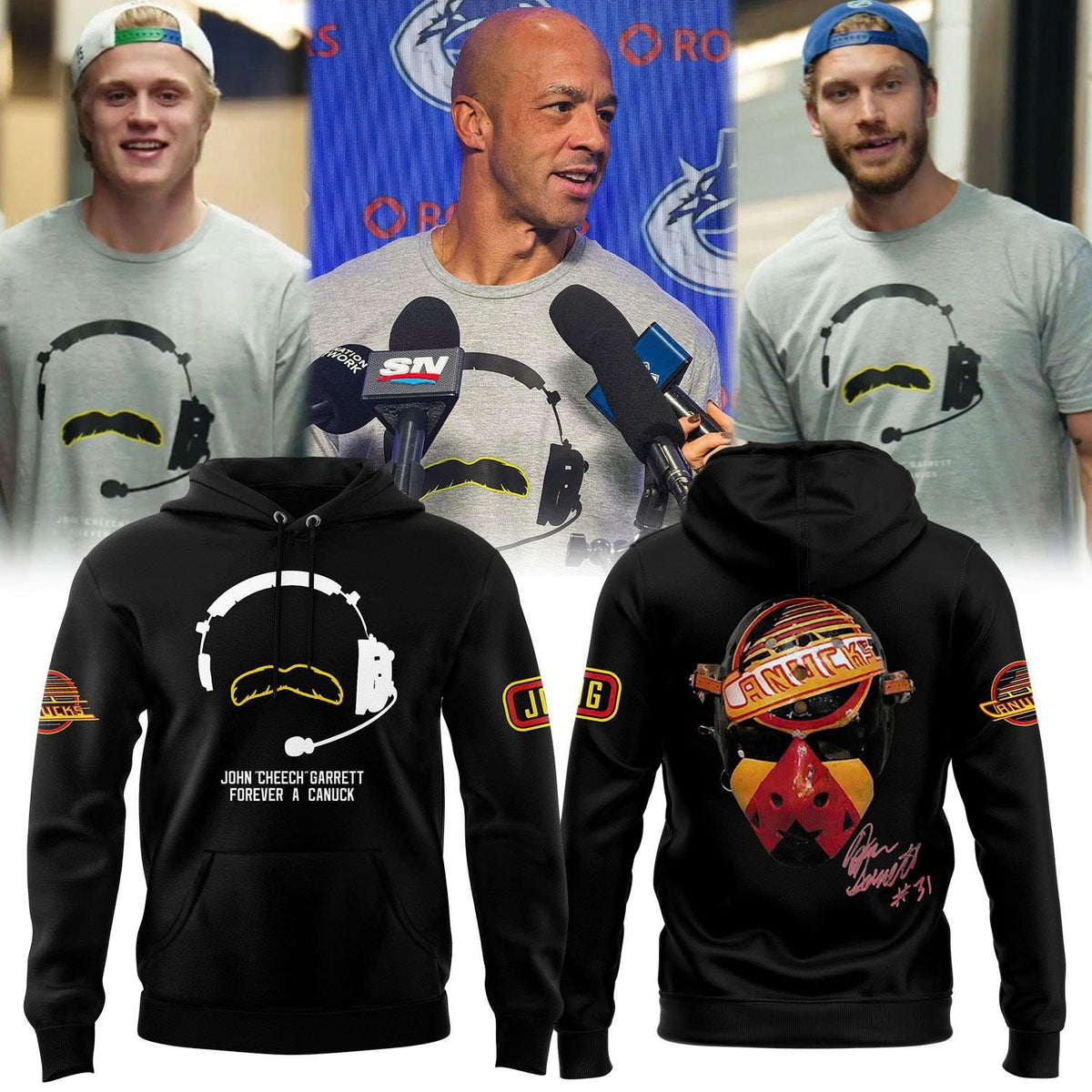Limited Edition Vancouver Canucks John “Cheech” Garrett Forever a Canuck Hoodie