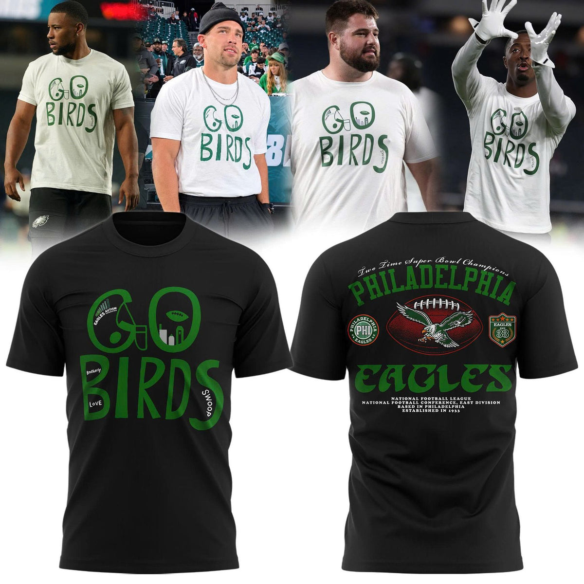 Limited Edition 2026 Philadelphia Eagles "GO BIRDS" T-shirt