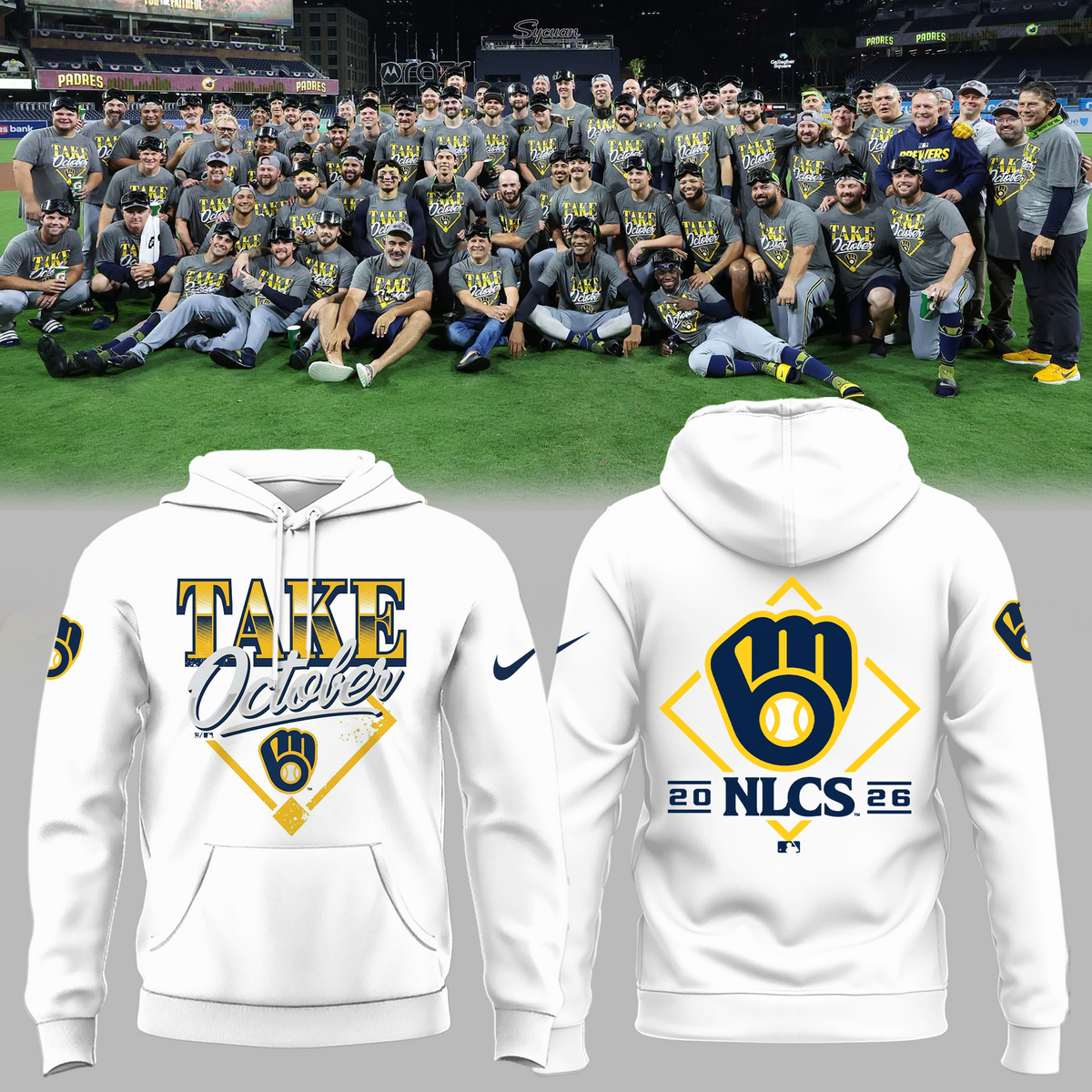 Limited Edition Milwaukee Brewers 2026 MLB Division Series Champions Distressed Locker Room Take October Hoodie