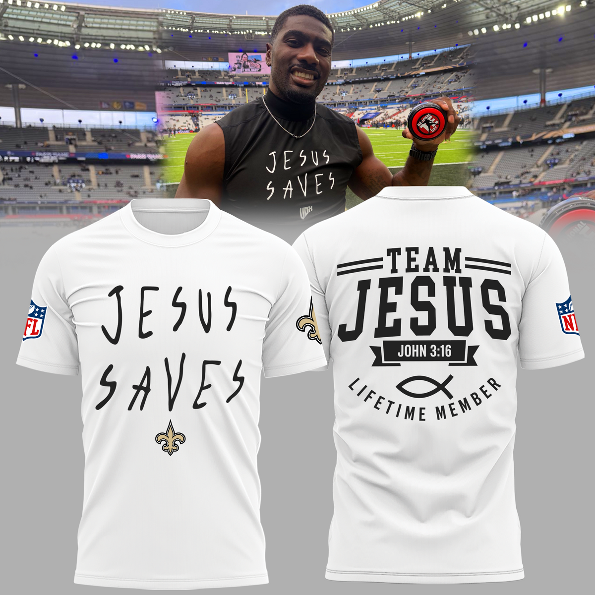 Limited Edition New Orleans Saints Jesus Saves T-shirt