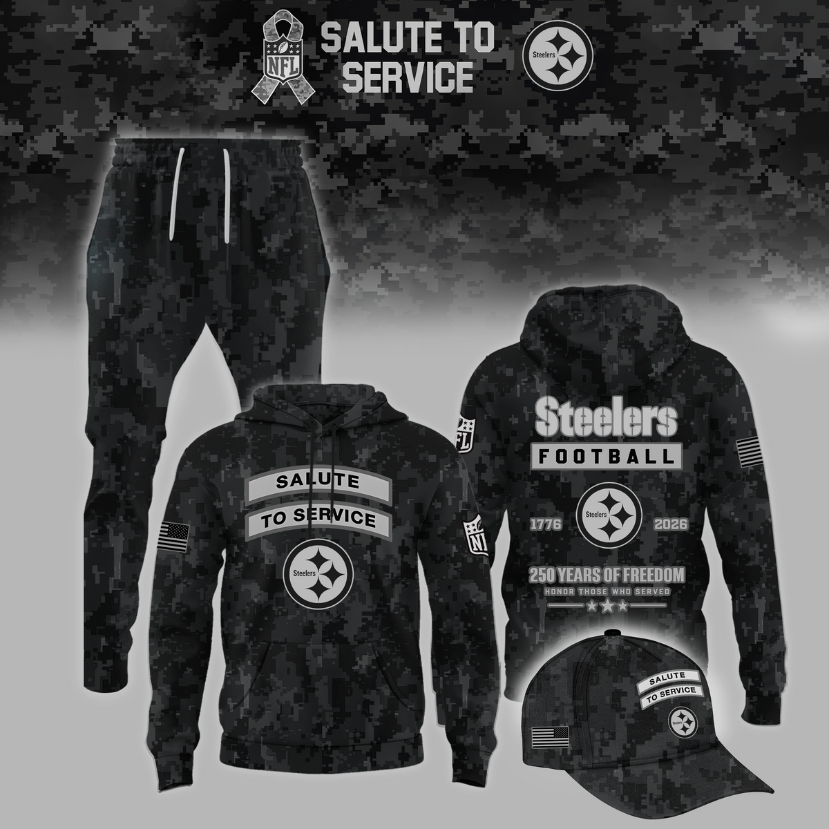 Limited Edition Pittsburgh Steelers NFL Salute to Service 2026 Hoodie