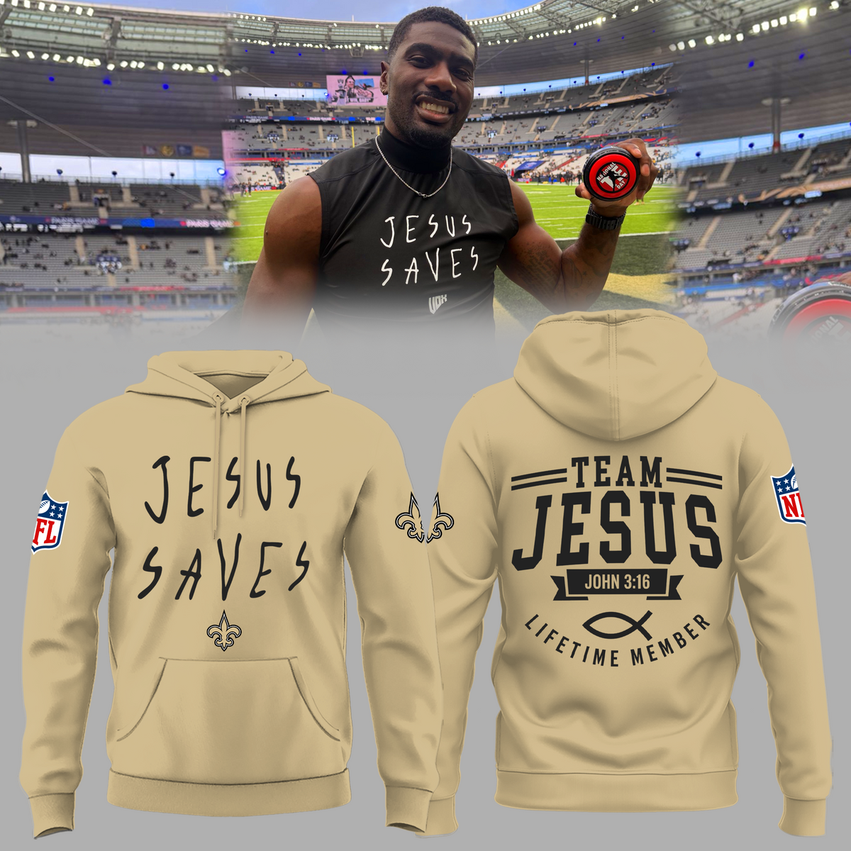 Limited Edition New Orleans Saints Jesus Saves Hoodie
