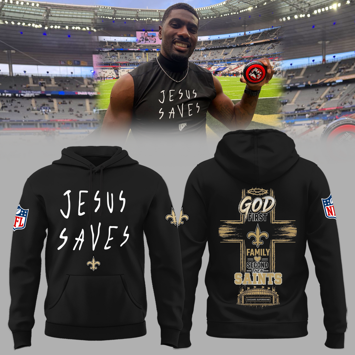 Limited Edition New Orleans Saints Jesus Saves Hoodie