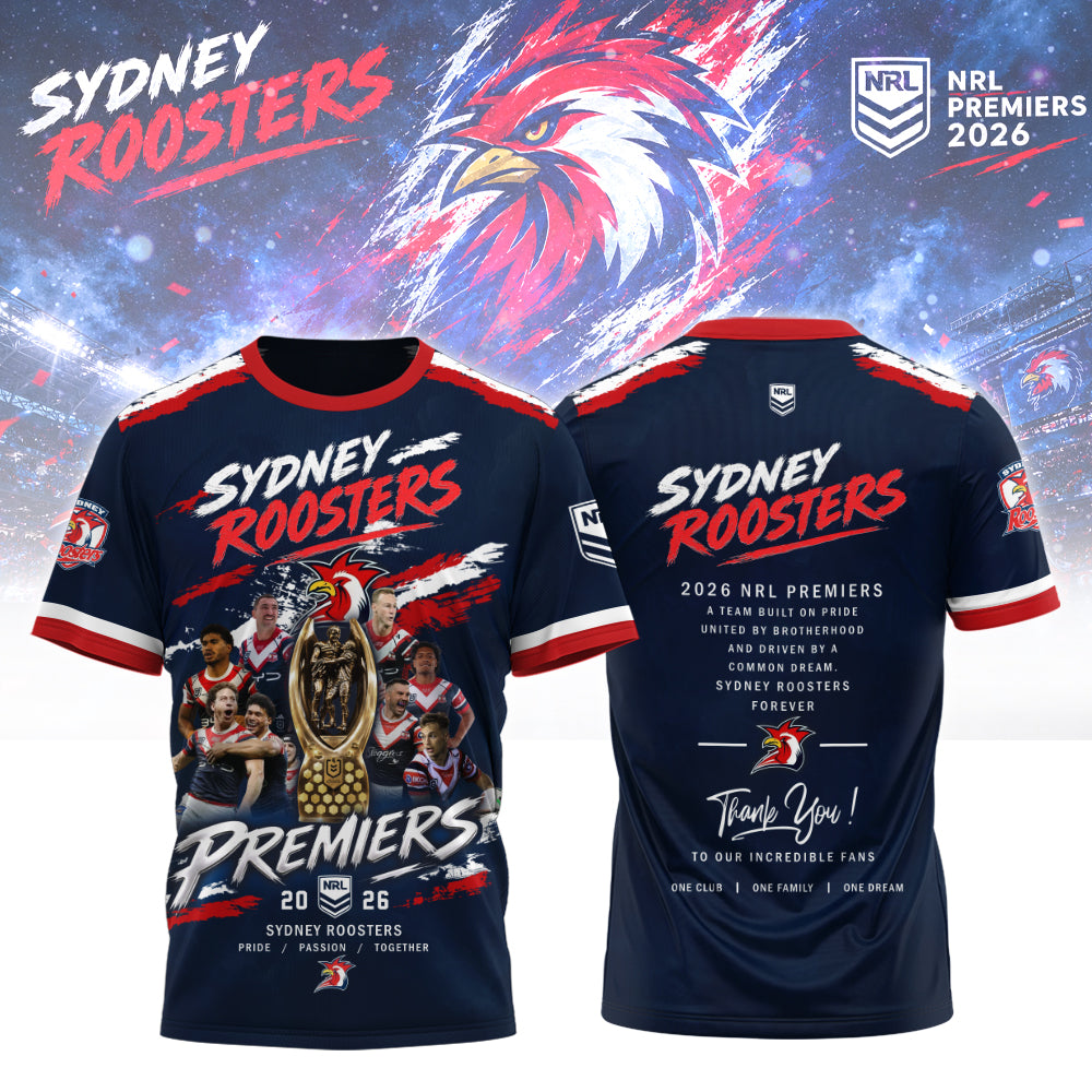 Limited Edition Sydney Roosters 2026 NRL Premiers T-shirt