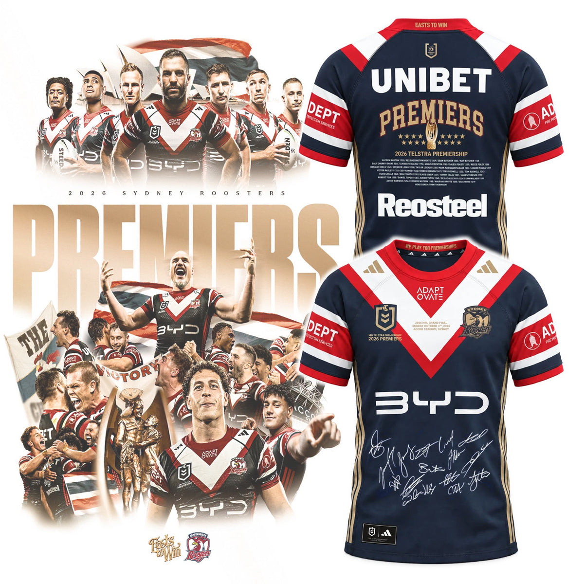 Limited Edition Sydney Roosters 2026 NRL Premiers T-shirt