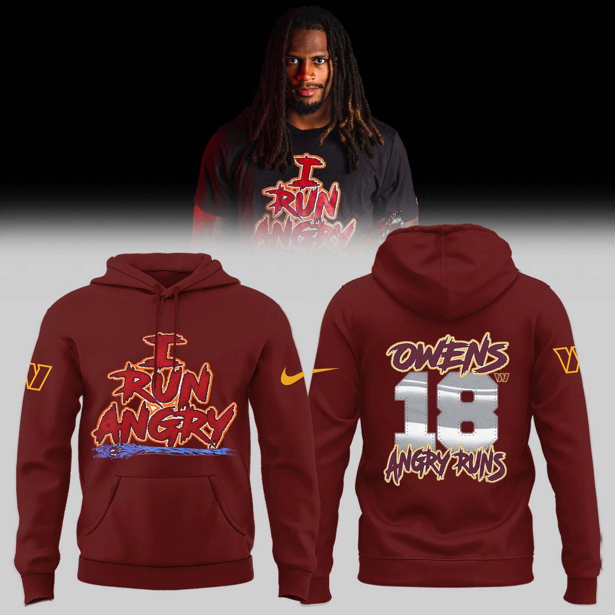 Limited Edition Washington Commanders Tyler Owens I Run Angry Hoodie