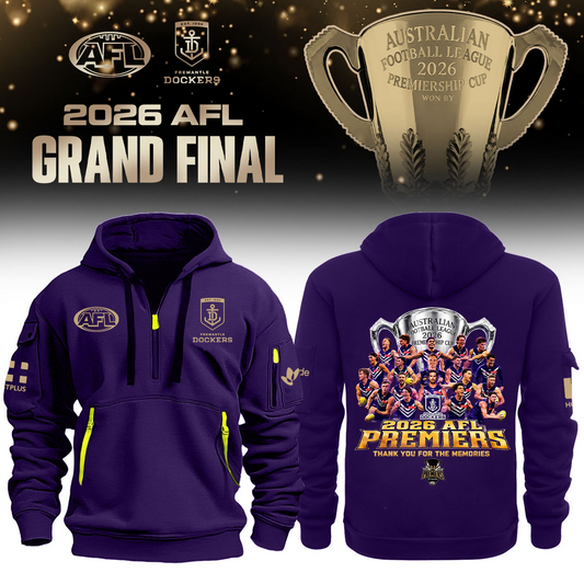 Limited Edition Fremantle Dockers 2026 AFL Premiers Half Zip Hoodie