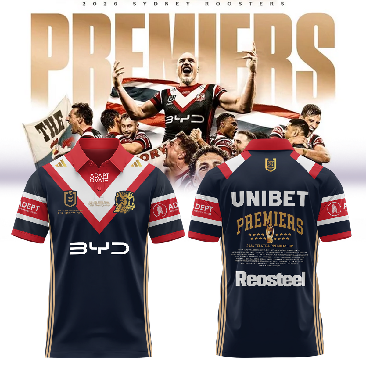 Limited Edition Sydney Roosters 2026 NRL Premiers Polo