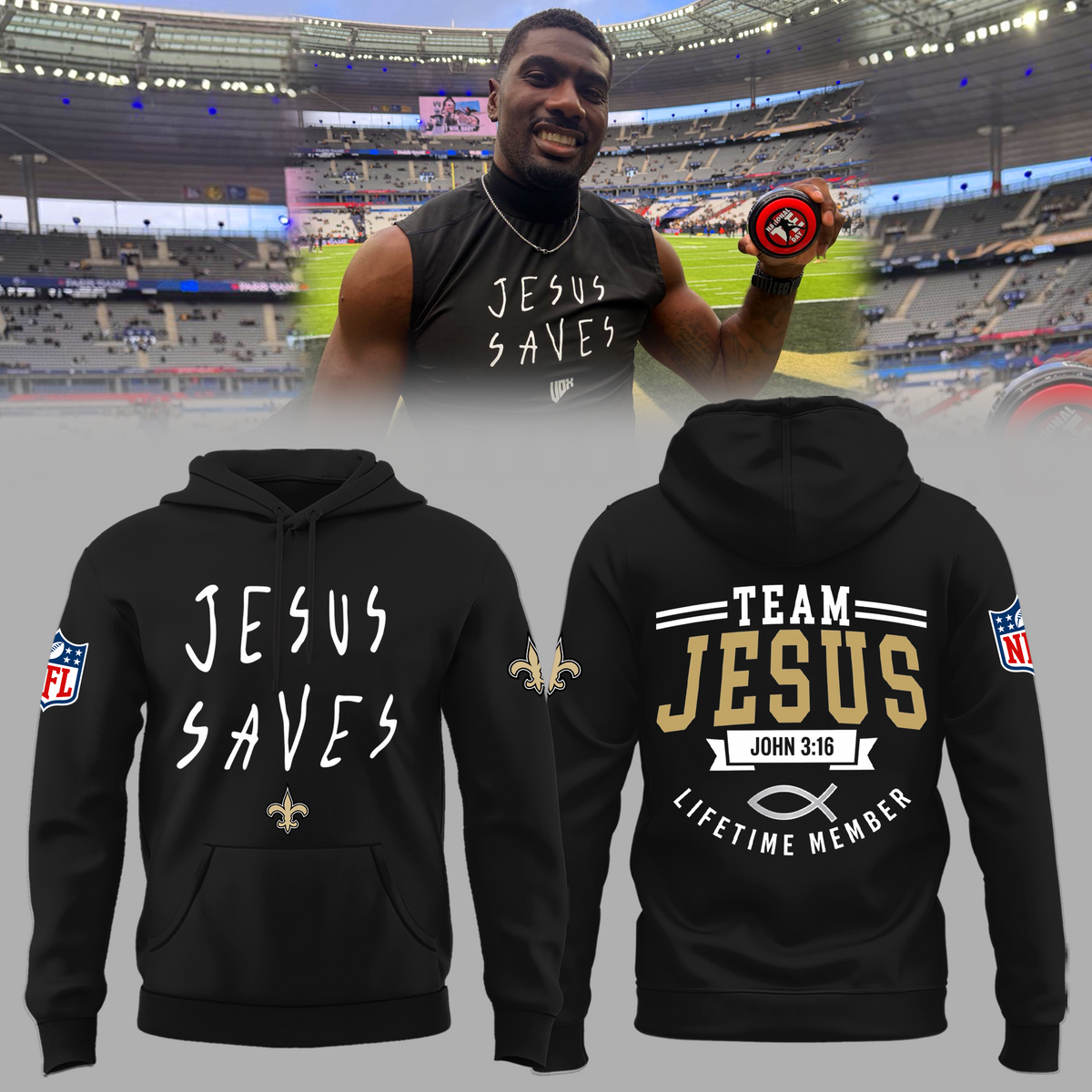 Limited Edition New Orleans Saints Jesus Saves Hoodie