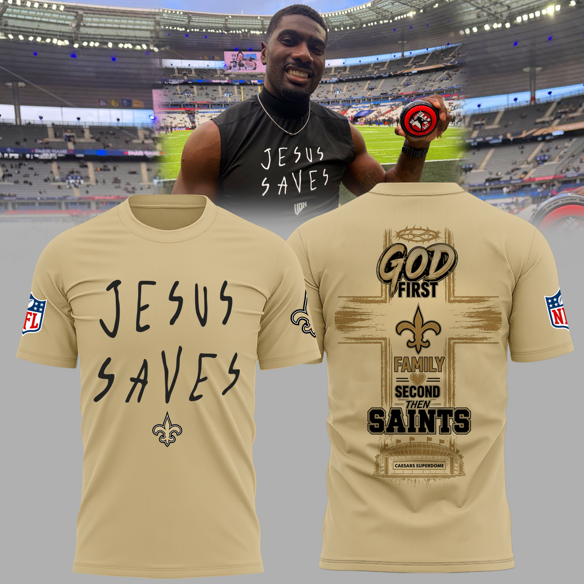 Limited Edition New Orleans Saints Jesus Saves T-shirt