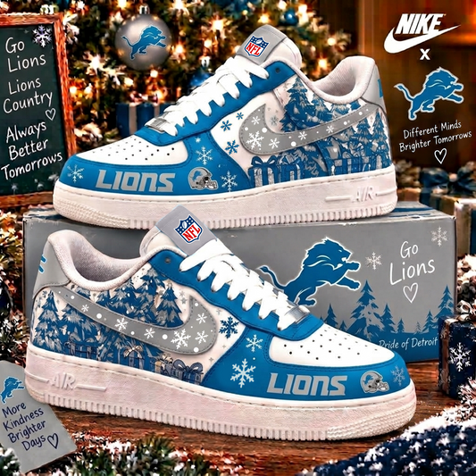 Limited Edition Detroit Lions Chrismas For Fan AF1 Shoes